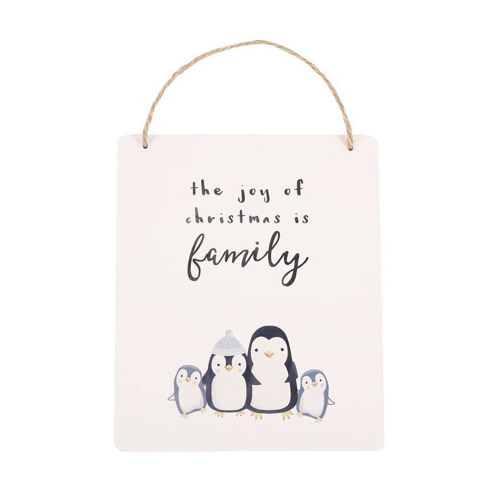 Joy of Christmas Penguin Family MDF Hanging Sign