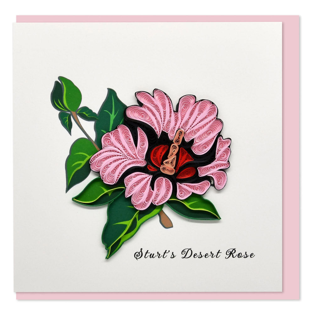 Quilled Sturts Desert Rose Flower Greeting Card (15x15cm)