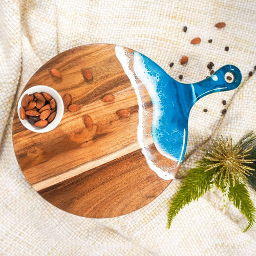 Round Acacia Resin Cheese Paddle (Ocean Vibes)