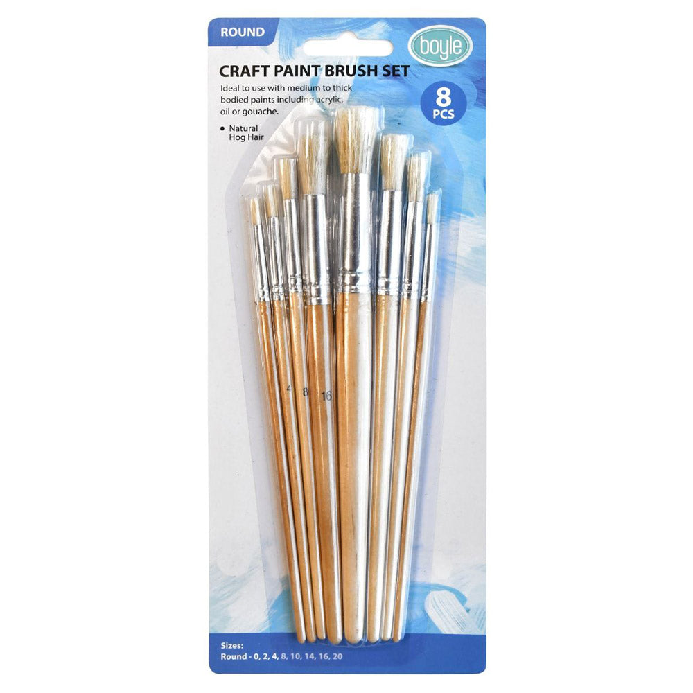 Craft Natural Hog Hair 8-Pack Brush Set