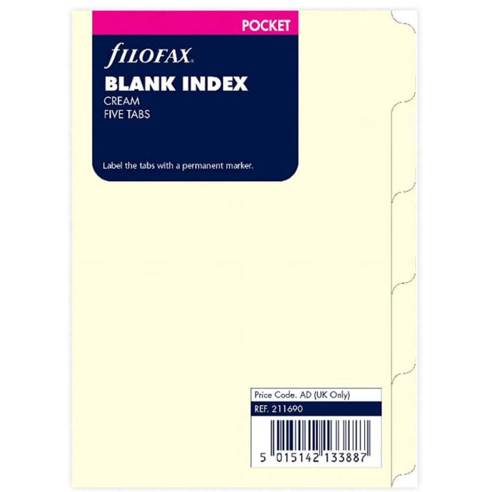 Filofax Pocket 5-Part Blank Index Refill (Cream)