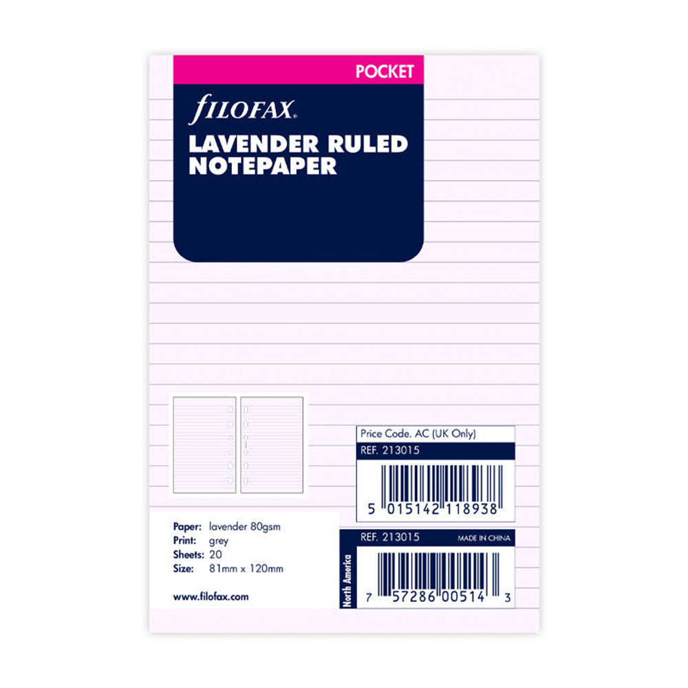 Filofax Ruled Notepaper Refill 20pk