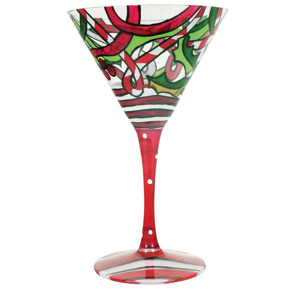 Holiday Spirits Hand-Painted Martini Glass