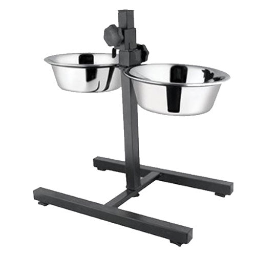 Adjustable Heavy Duty Double Feeder Stand w/ Bowls