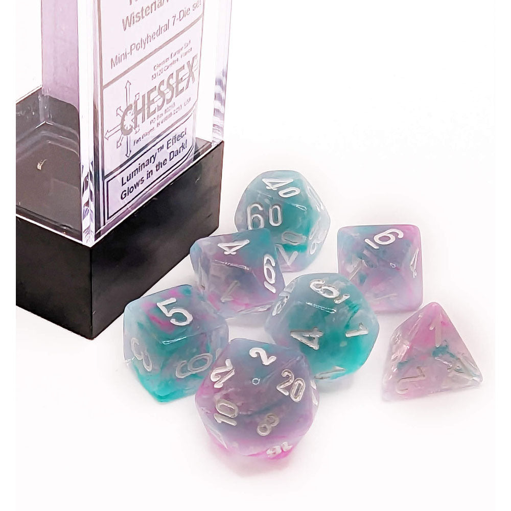 Chessex Nebula Mini-Polyhedral 7-Die Set (Wisteria/White )