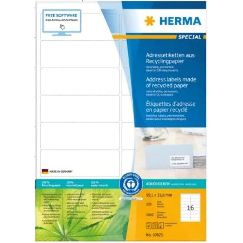 Herma Recycled Paper Labels A4 100pc (White)