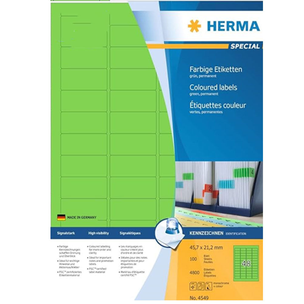 Herma Coloured Labels A4 100pc (45.7x21.2mm)