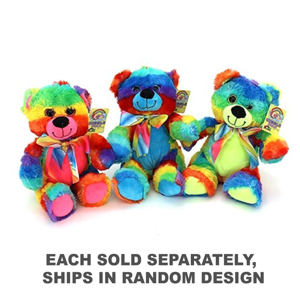 Rainbow Plush Teddy Bear 22cm (1pc Random Style)