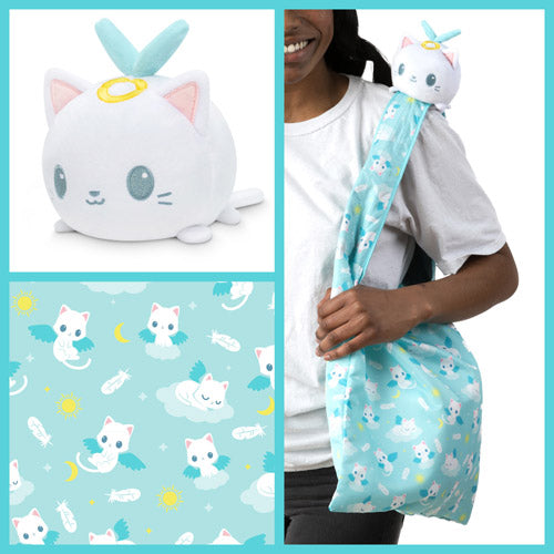 Light Blue Angel Cats Tote Bag and White Angel Cat Plushie