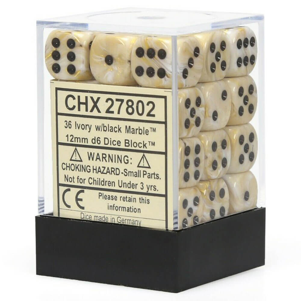 D6 Dice Marble 12mm (36 Dice)