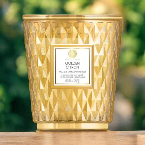 Golden Citron Coloured Glass Candle 595g