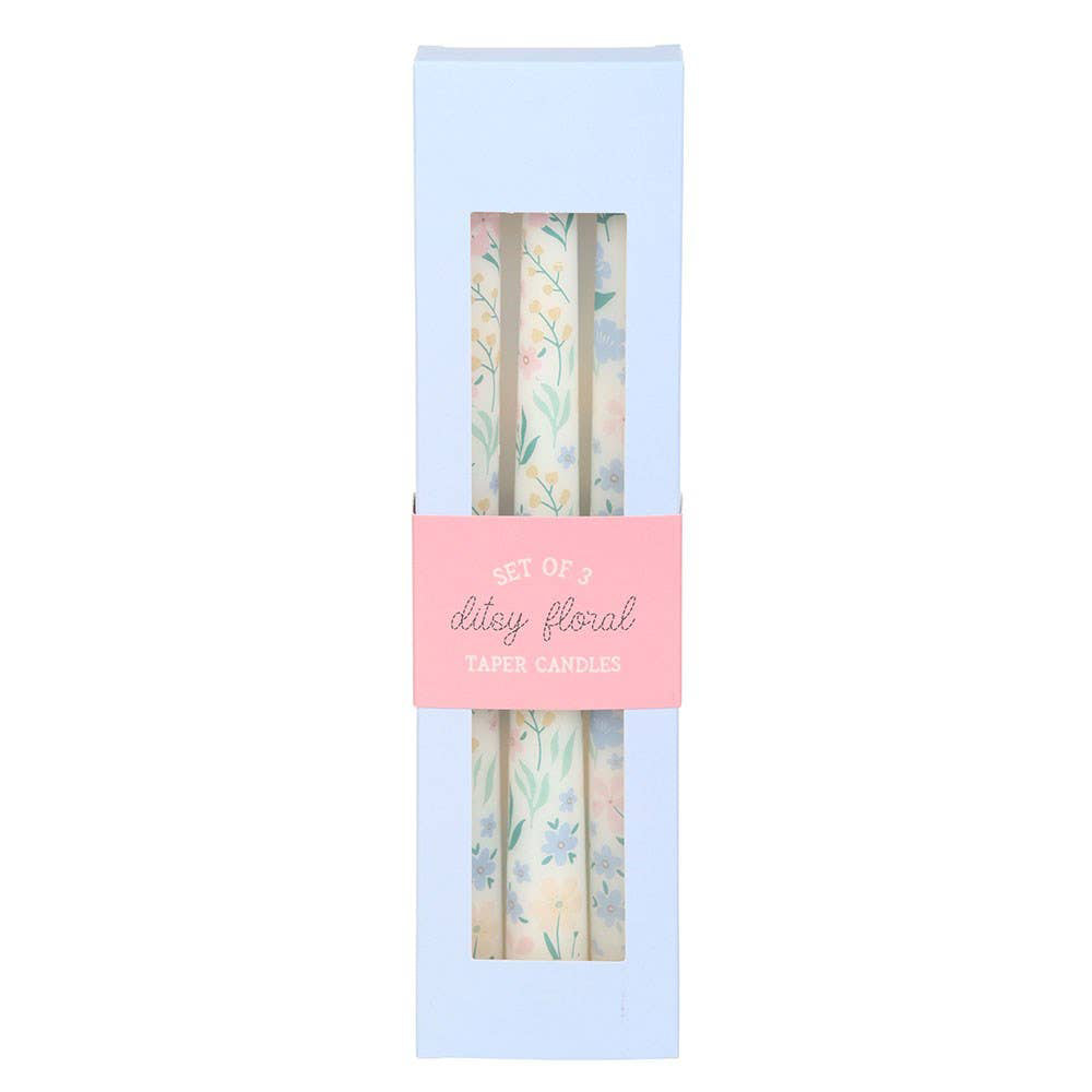 Ditsy Floral Taper Candles (Set of 3)