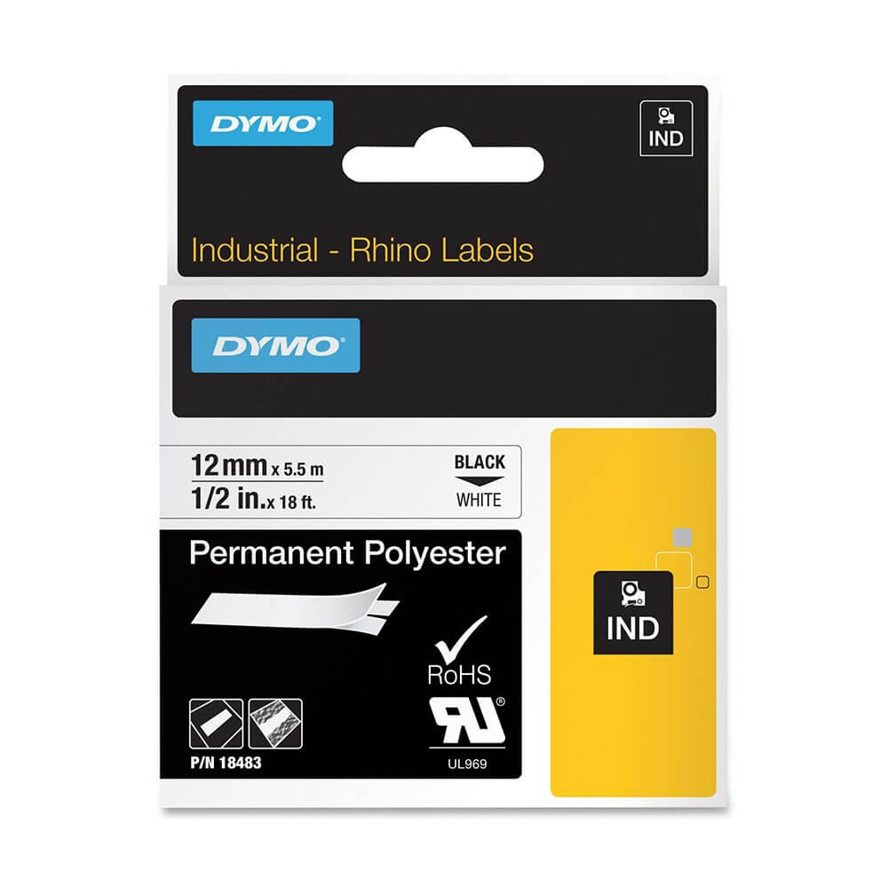 Dymo Tape Label White (12mmx5.5m)