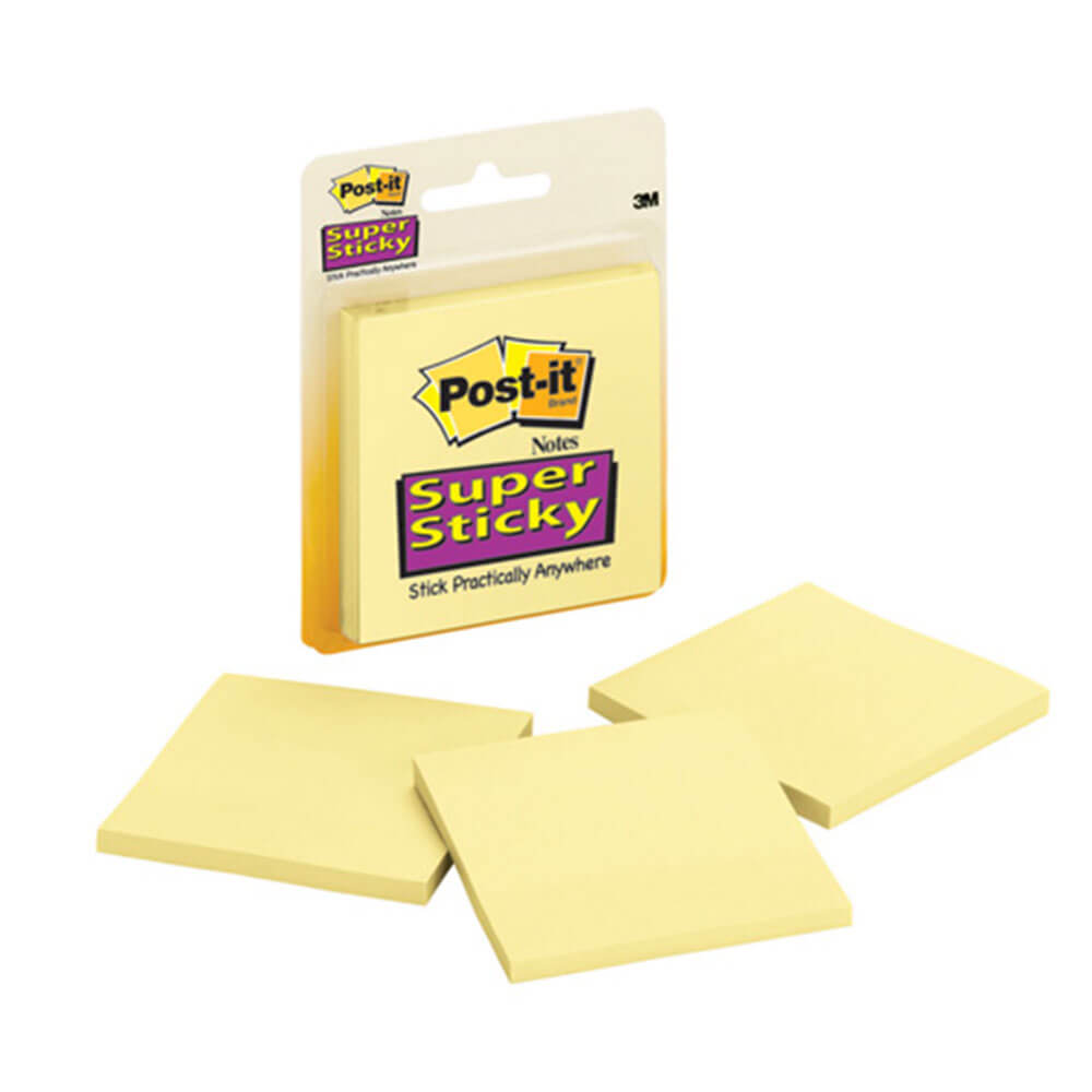 Post-it Super Sticky Notes 76x76mm (3 pads)