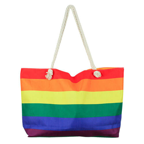 Jumbo Size Beach Bag with Inner Zip Rainbow (70x42x15cm)