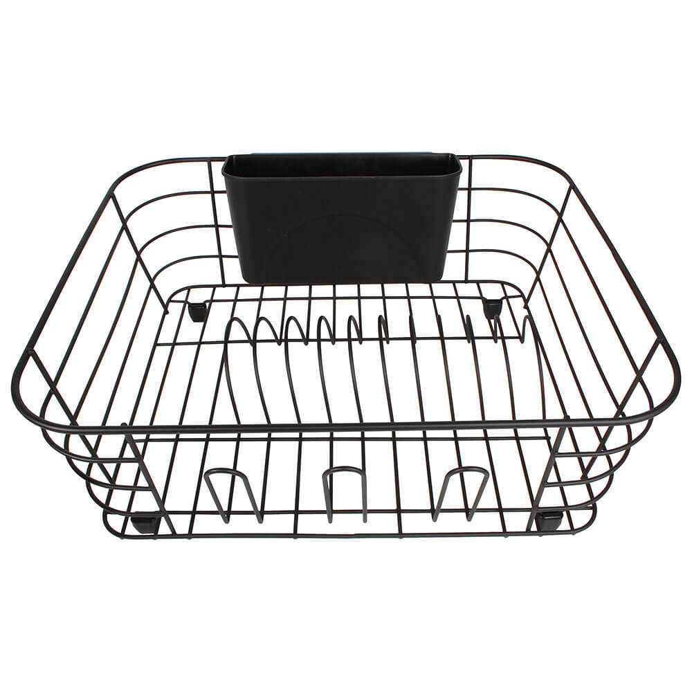 Dish Rack w/ Cutlery Holder & Rubber Feet Matte Blk 36x33x13