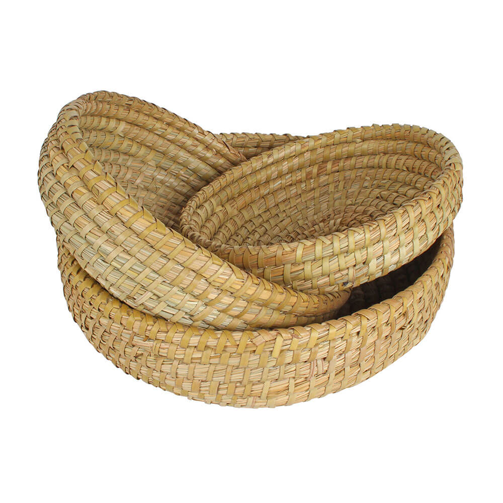 Mission Palm Leaf Straw Baskets Set of 3 (26x12cm)