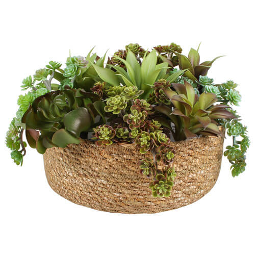 Round Seagrass Baskets Plastic Lined 3 Sets Large (25x10cm)