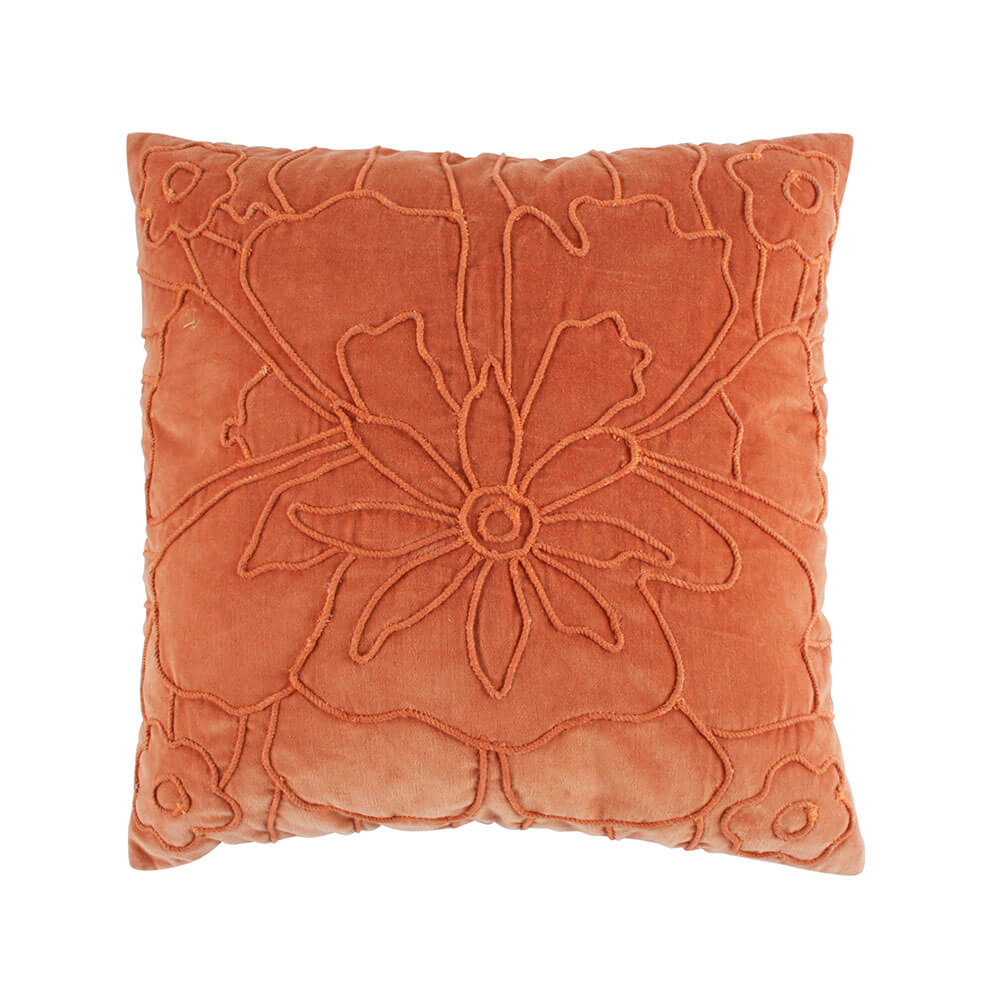 Everlee Velvet Cushion with Raised Embroidery (50x50x4cm)