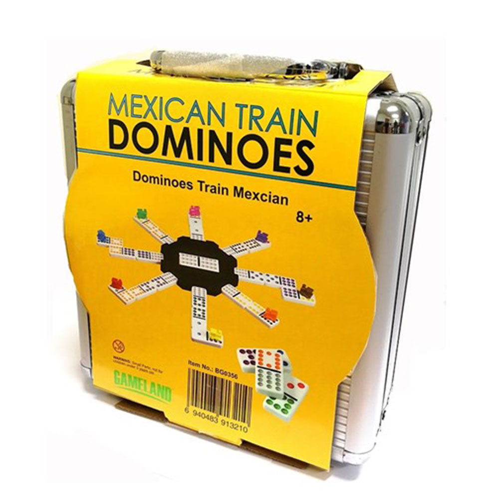 Double 12 Mexican Train Dominoes in Aluminum Case