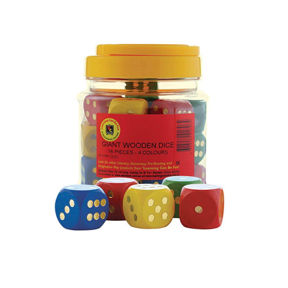 Learning Can Be Fun Giant Wooden Dice 25mm (16/Jar)