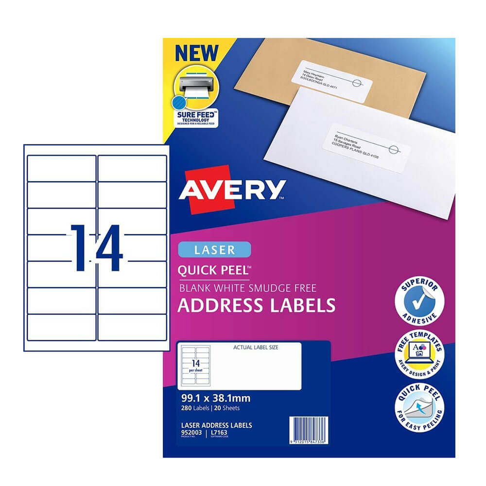 Label Avery Laser Retail Pack (20pk)